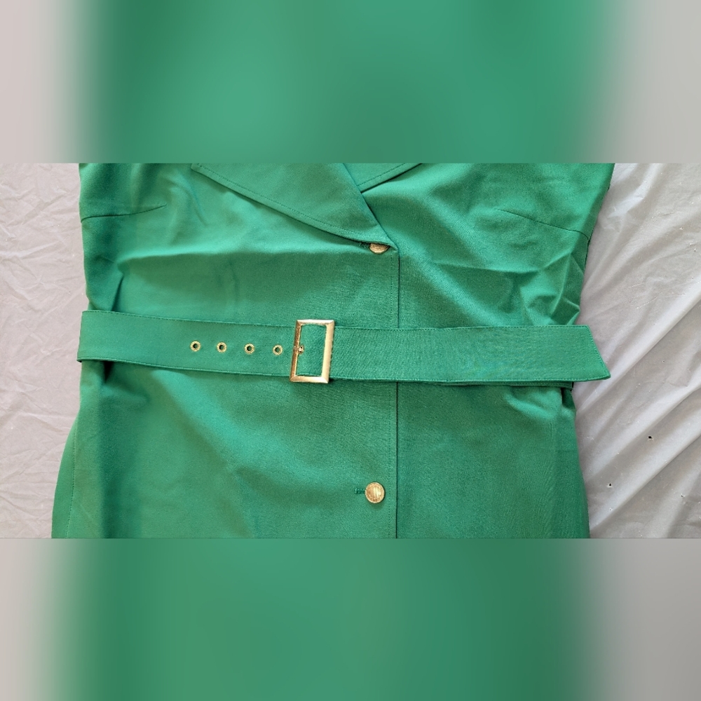 G by Giuliana Black Labe Women'sl Belted Trench Dress w/Pockets Size M Green New - Picture 5 of 12